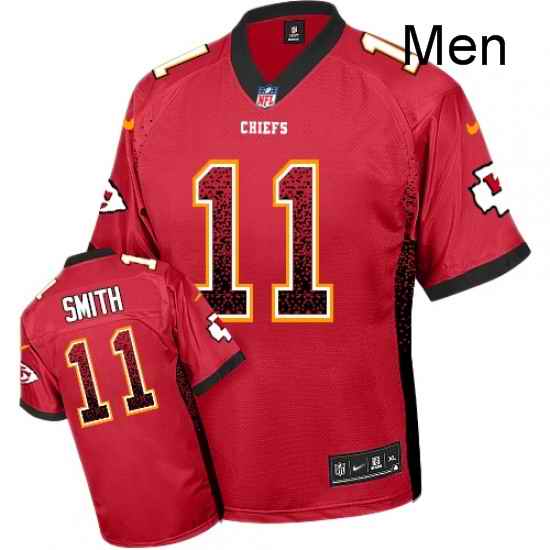 Men Nike Kansas City Chiefs 11 Alex Smith Elite Red Drift Fashion NFL Jersey